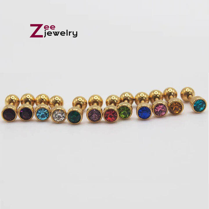 Zee Birthstone De roscas/ Screwlock Earrings Hypoallergenic Lazada PH