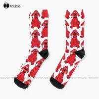 Clifford The Big Red Dog Socks White Soccer Socks Youth Personalized Custom Unisex Adult Teen Youth Socks 360° Digital Print Nails  Screws Fasteners