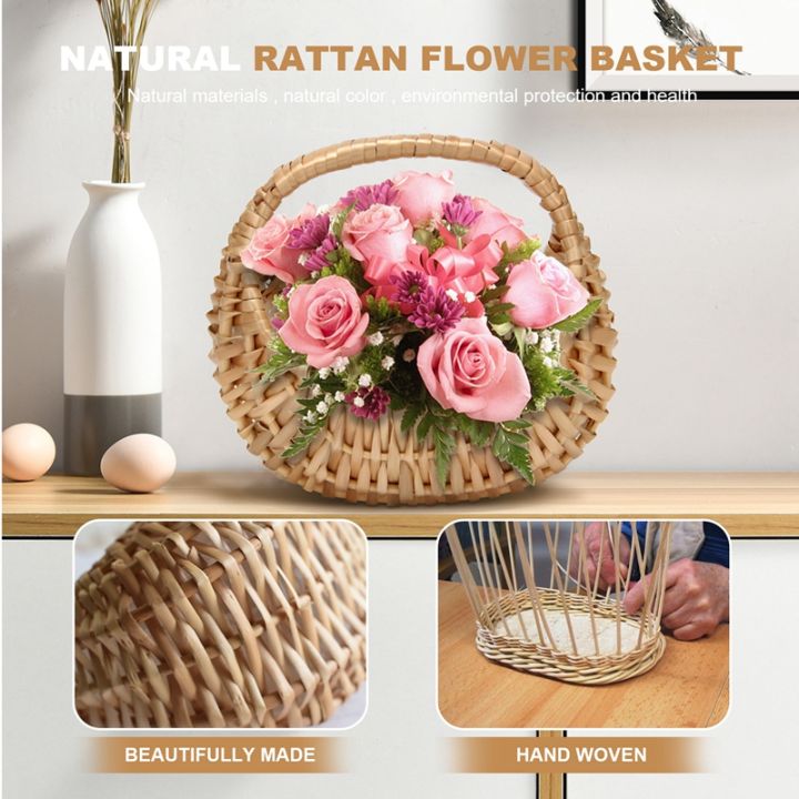 2-pcs-hand-held-flower-arrangement-basket-hand-woven-creative-flower-pot-storage-basket-flower-girl-basket-home-decor