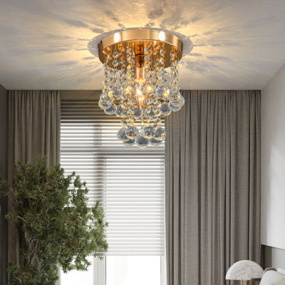 Hanging Crystal Ceiling Lamp For Home Decor Living Room Bedroom Indoor Lighting Corridor Entrance Aisle Light Golden Silver