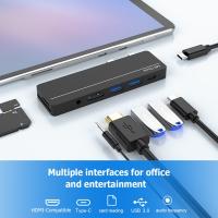 USB C Hub for Surface Pro8 Dock Card Reader 4K HDMI-compatible RJ45 Gigabit Ethernet PD USB-C Adapter SD/TF for Surface Pro X/8 USB Hubs