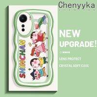 เคส Chenyyyka สำหรับ Vivo Y16 Y35 5G Y56 5G เคสการ์ตูนดินสอสี Shin-Chan เพื่อนๆสีสันสดใสขอบครีมนุ่มเคสโทรศัพท์แบบใสแฟชั่นเคสป้องกันเลนส์กล้องถ่ายรูปเคสโปร่งใสกันกระแทก