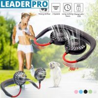 Wearable Portable Personal Mini Neck Double Fans USB Rechargeable Mini Fan Wearable Portable Neckband for Indoor Outdoor