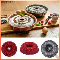 CHANFEN จานขนมทำครัว Diy พิมพ์ทำพุดดิ้ง Nonstick Bundt กระป๋องเค้ก Bunte กระทะเค้กแม่พิมพ์อบขนมท่อทรงสูง