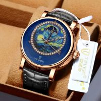 ZZOOI TEVISE 2022 New Business Waterproof Mens Mechanical Watches Top Brand Luxury Leather Watch Man Moon Phase Automatic Wristwatch