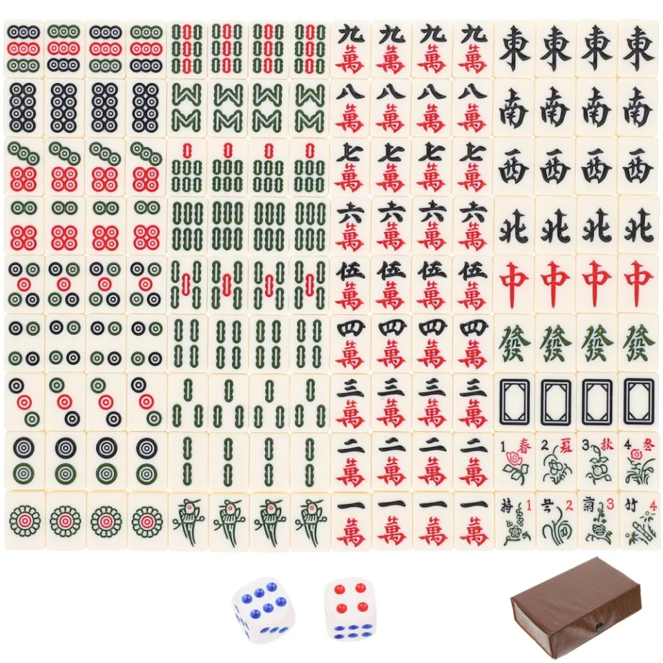 Mahjong Game Board Set - Mahjong Tiles Mini Tamanho, Viagem Mah Jong Set  com saco de armazenamento, Versão tradicional chinesa Jogos de tabuleiro da