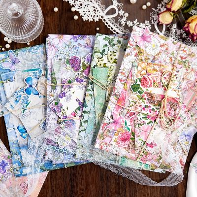 Yoofun 40pcs/pack Floral Scrapbooking Background Material Papers Mixed Materials for Journal Craft Making Stationery