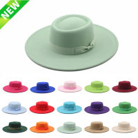 8cm wide brim bowknot bowler hat ladies elegant retro style British woolen jazz hat autumn and winter solid color Panama hat