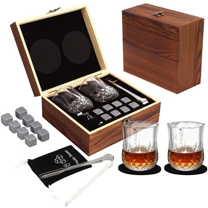 Reusable Whisky Glass Gift Set Luxurious Whiskey Stones and Glasses