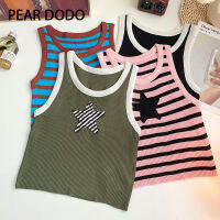 PEAR DODO เสื้อแขนกุดผูกพิมพ์ลายดาวเกาหลีสำหรับผู้หญิง