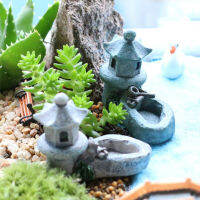 งานฝีมือเรซิ่น Fairy Figurines สีสุ่มของขวัญ Retro DIY Home Micro Landscape Pond Tower Garden Ornament