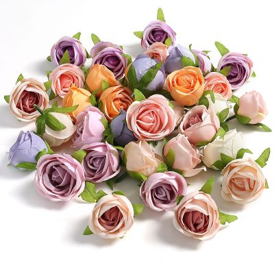 [AYIQ Flower Shop] 5/10ชิ้นดอกไม้ประดิษฐ์กุหลาบปลอม4ซม. สำหรับตกแต่งบ้านงานเลี้ยงงานแต่งงานแบบทำมืออุปกรณ์ทำเค้กคริสต์มาส