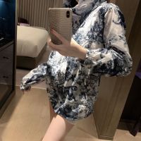 [FREE SHIPPING] Printed Hooded Drawstring Loose Sun Protection Jacket