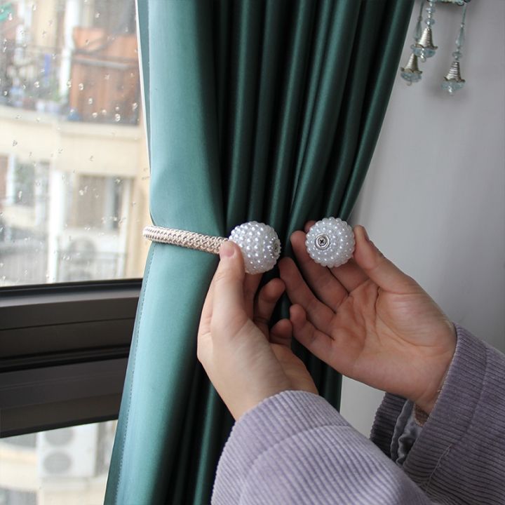 24อุปกรณ์ในบ้าน-tirai-magnet-คลิปอุปกรณ์เสริมสำหรับห้องที่ยึดผ้าม่านลูกบอลมุกผูกเชือกการตกแต่งบ้านแบบแขวนผูกด้านหลัง