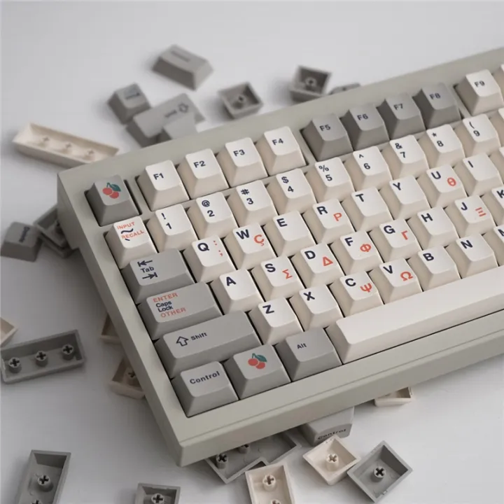 cherry-profile-greek-gray-and-white-mechanical-keyboard-keycaps-retro-9009-136-keys-pbt-material-sublimation