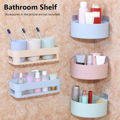 1PC Practical Plastic Shower Basket Kitchen Wall Suction Cup Shower Holder Wall Mounted Bathroom Corner Shelf Sucker Suction Cup Bathroom Counter Stor