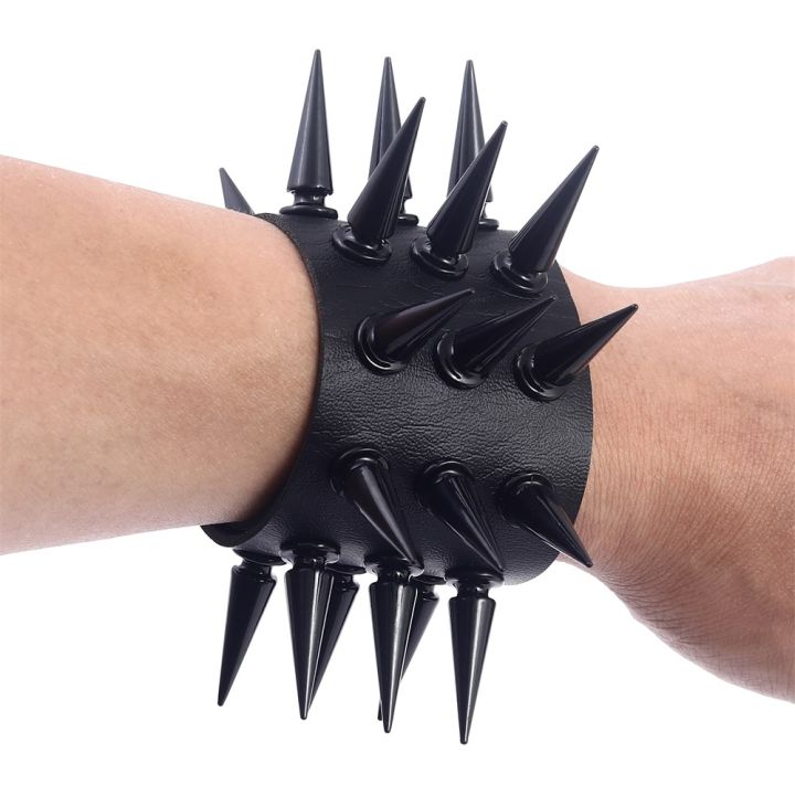 Amazon.com: HZMAN Wide Cuff Wrap Gothic Wristband Punk Rock Biker Wide  Strap Leather Bracelet (Black): Clothing, Shoes & Jewelry