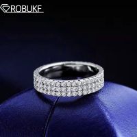 แหวนเพชรโมอิสขนาด1.5มม. ฮิปฮอปแหวนแต่งงานแหวนหมั้นสีเงินสำหรับผู้หญิง