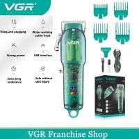 เครื่องเล็มผม VGR ปัตตาเลี่ยนผมโปร่งใสเครื่องเล็มมืออาชีพในการปรับระดับไร้สาย Mesin Potong Rambut Listrik สำหรับผู้ชาย V-660