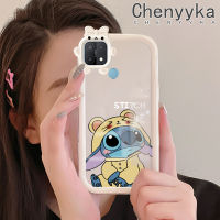 เคส Chenyyka สำหรับ A15 OPPO A35 A15s 4G เคสหมวกเสือติช4G เคสรูปโบว์ผูกโบว์สัตว์ประหลาดตัวเล็กกันกระแทกเคสโทรศัพท์โปร่งใสฝาครอบป้องกันเลนส์กล้องถ่ายรูปซิลิกาเจล TPU