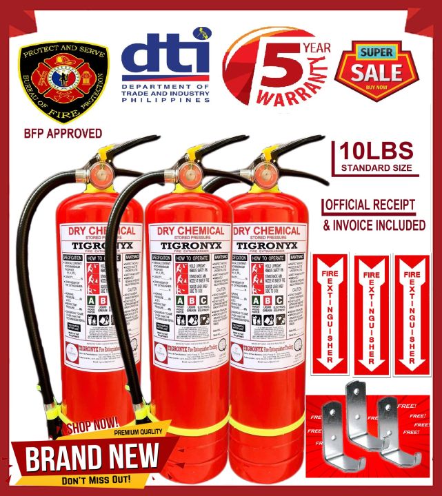 3pcs Fire Extinguisher Tigronyx Dry Chemical 10lbs (Refillable) | Lazada PH