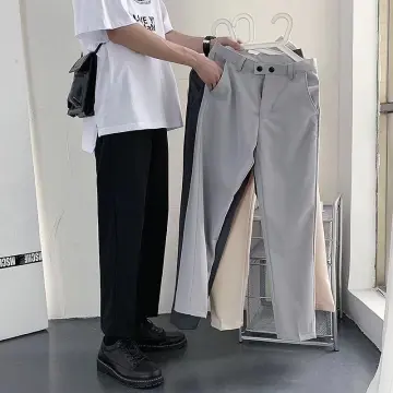 S-3XL] Pants Men Long Plus Size Straight Cut Korean Fashion Men  ClothesHarajuku Plain Casual Big Size Men's Chinos Pants Trousers