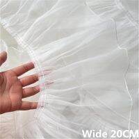 20CM Wide White Black Tulle Organza 3d Pleated Lace Trim Frilled Needlework Fringed Ribbon Dress Curtains DIY Sewing Cloth Decor Pipe Fittings Accesso