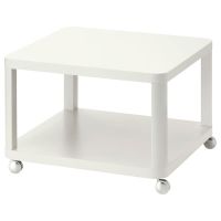 Side table on castors, white, 64x64 cm