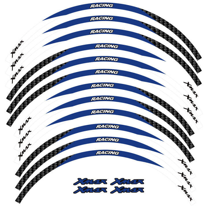 สติกเกอร์ศูนย์กลางยางขอบล้อรถจักรยานยนต์สติกเกอร์สะท้อนแสงสำหรับยามาฮ่า-x-max-xmax300-xmax250ด้านหน้า15-ด้านหลัง14-นิ้ว-xmax-อุปกรณ์เสริมมอเตอร์