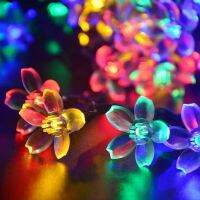 ♥สต็อกพร้อม + ฟรี + COD♥ไฟสตริงพลังงานแสงอาทิตย์5M 7M Cherry Blossoms ไฟสวน LED String Light ไฟนางฟ้ากลางแจ้ง Street Flower Garland