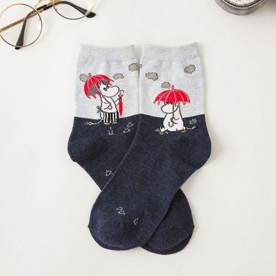 ถุงเท้า2021ใหม่ฤดูใบไม้ร่วงและฤดูหนาวสำหรับผู้หญิง Mumin Moomin ถุงเท้าฮิปโปการ์ตูนญี่ปุ่นรองเท้าส้นเข็มตลก