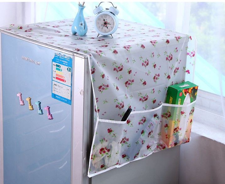 ปลีก-ส่งs68-ผ้าคลุมตู้เย็น-คละสี-กันน้ำและกันฝุ่น-มีช่องเก็บของ-ล้างน้ำได้