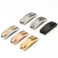 9mm Stainless Steel Folding Buckle Glide Lock Fit For Rolex Submariner Oysterflex Daytona GMT Watch Band Strap Deployment Clasp