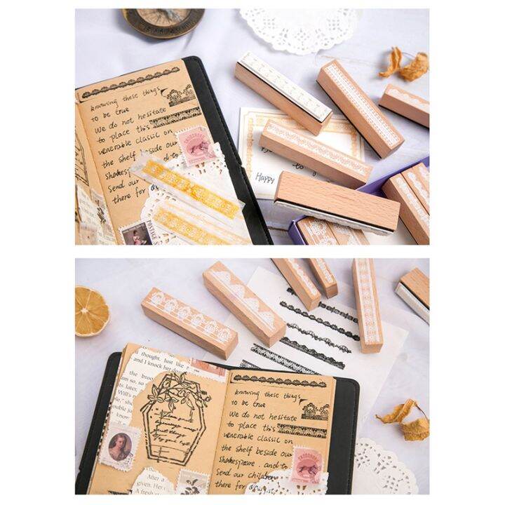 10-pcs-vintage-strip-flower-lace-stamp-diy-wooden-rubber-stamps-for-scrapbooking-stationery-scrapbooking-standard-stamp