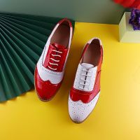 Womens Leather Summer Platform Sneakers Flat Casual Oxford Shoes Loafers Moccasins Spring Vintage for Woman 2022 Trend New