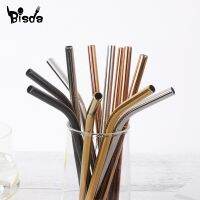 6mm Straw with Cleaner Brush Short cocktail tubes Long Metal Drinking tubules Drink Straws For Smoothies Tapioca Milk Tea Cups