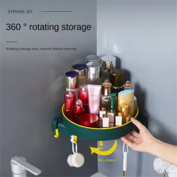 Buy 360 Rotating Storage Rack Corner Shelf Bathroom Kitchen Triangle Storage  Shelves Punch-free Wall-mounted Storage Supplies