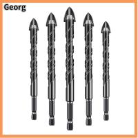 GEORG 5PCS 5/6/8/10/12มม. เครื่องมือสว่านไฟฟ้า 5ชิ้นค่ะ ที่เปิดรู ชุดดอกสว่าน4ขอบ มัลติฟังก์ชั่ ด้ามจับหกเหลี่ยม ชุดดอกสว่านเจาะปูน กระเบื้องคอนกรีตกระเบื้อง