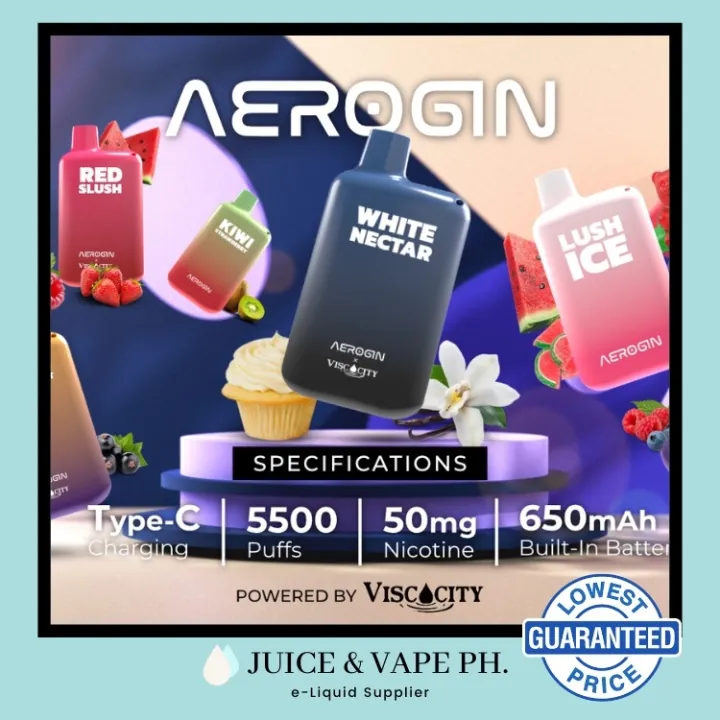 Aerogin Viscocity WHITE NECTAR Disposable 5500 puffs 100 Legit Brand