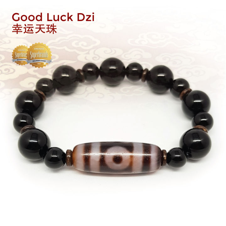 Dzi Kingdom 3 Eyed Dzi【Good Luck Dzi】Authentic Tibet Antique Dzi