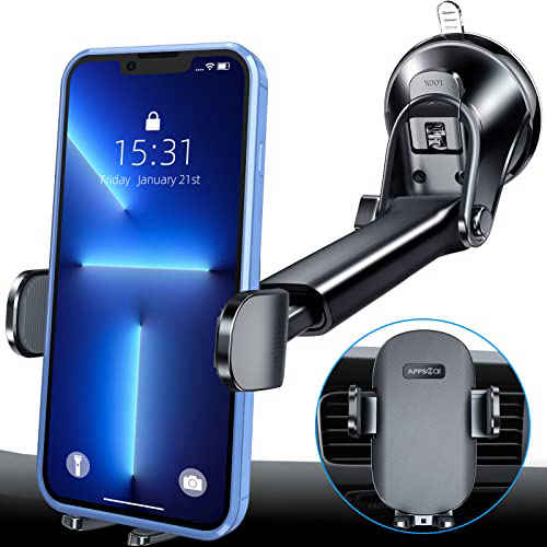 Hands Free Cell Phone Holder HANKEY Universal Car Phone Mount with Long Arm for Dashboard Windshield 2021 Latest Upgraded