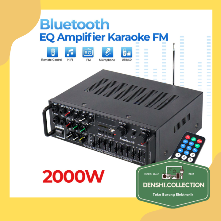 Auna Amp 7100 7.1 Av Receiver 2000w Sunbuck Bluetooth EQ Amplifier Karaoke FM 2000W - AV-MP326BT - Black