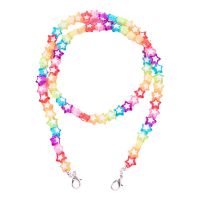 Kids Acrylic Rainbow Colorful Star Heart Beaded Chain Face Mask Holder Lanyard Eyeglass Anti-Lost Strap Necklace String