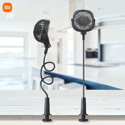 เหมาะสำหรับ USB Xiaomi พัดลมเครื่องหนีบผมแบบชาร์จได้,พัดลมไอเย็นรถเข็นเด็กพกพาได้ความเร็ว3ระดับพัดลมตั้งโต๊ะระบายอากาศแบบใหม่