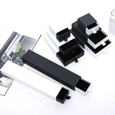 ۞✁ Custom Black White Kraft Paper Box for Packaging Earring Jewlery Box Gift Cardboard Boxes DIY Jewelry Display Storage Drawer Box