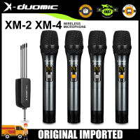 X-Duomic XM-2 /XM-4 ไมโครโฟนไร้สายระดับมืออาชีพ , ตัวรับสัญญาณไร้สายมาพร้อมกับแบตเตอรี่แบบชาร์จไฟได้ 18650 เพื่ออายุการใช้งานที่ยาวนาน, ไมโครโฟนเครื่องโลหะ , ระยะรับสัญญาณ 50 เมตร