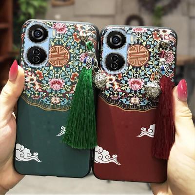 Silicone Chinese Style Phone Case For ZTE Axon40 Lite Soft Case Anti-knock Back Cover Cover Anti-dust Lanyard TPU New