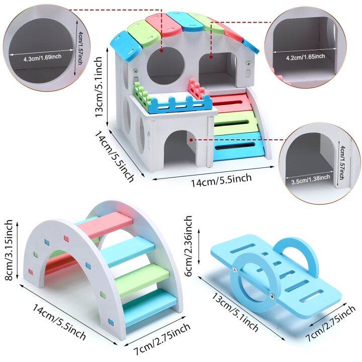 Teekland Fun Hamster Toys DIY Wooden Gerbil Hideout Include Swing ... - Hamster Bell Protector Hideout