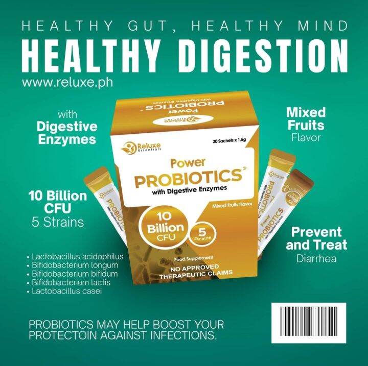 Power Probiotics With Digestive Enzymes 10billion Cfu 5strains 30sachet Per Box Digestive 8706