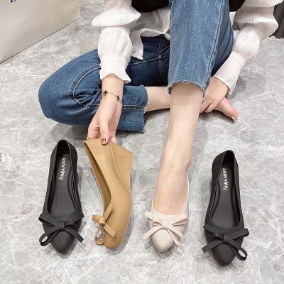 ☁☃▼ Wedge jelly shoes female bowknot frosted with high light mouth single soft bottom comfortable new cross-border han edition antiskid rubber
